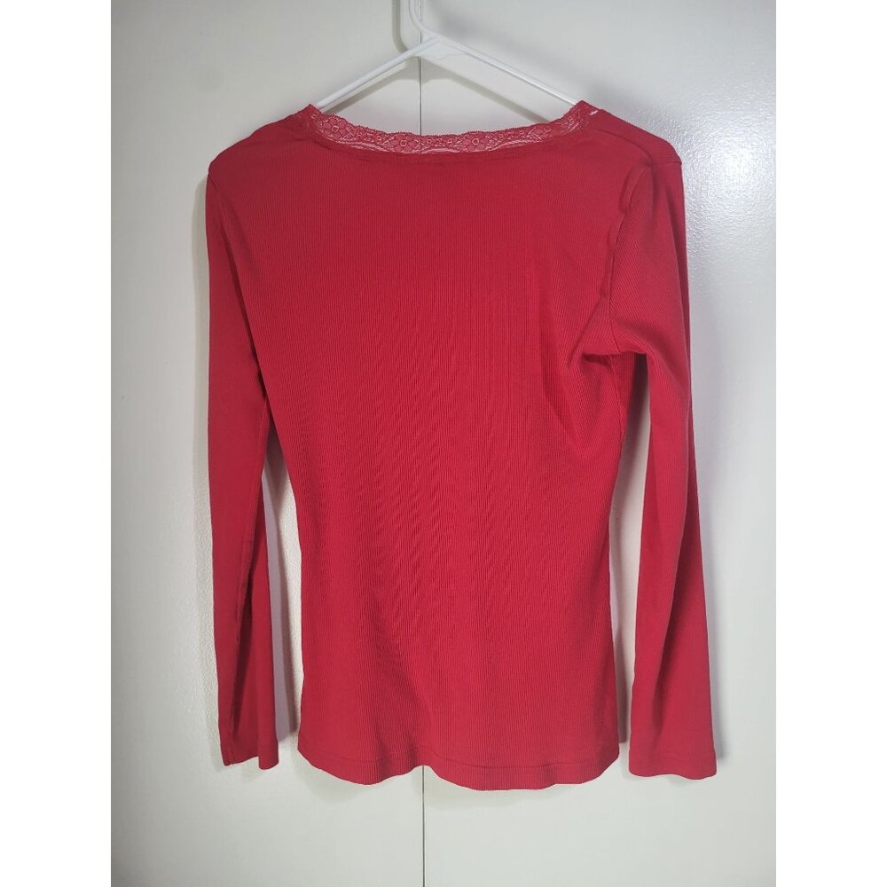 VTG Minnie Mouse Disney Long Sleeved V Neck Ribbed Thermal Embroidered y2k SZ SM - Picture 2 of 10